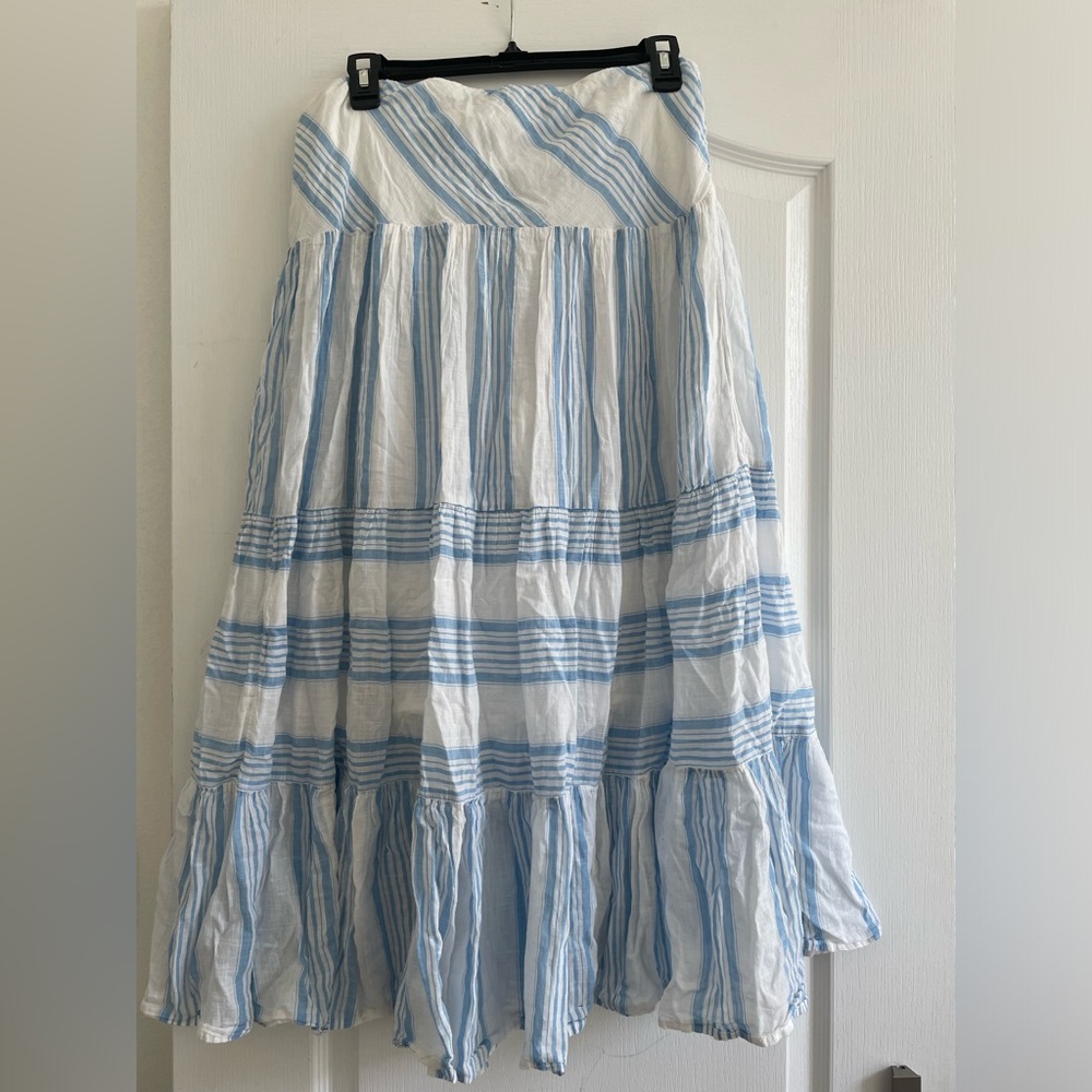 Blue and White Chaps Midi Skirt Summer Spring